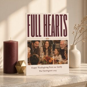 Personalisiertes Thanksgiving-Familienfoto mit vol Feiertagskarte