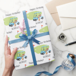 Personalisiertes Thema Golf Name Geburtstag Geschenkpapier