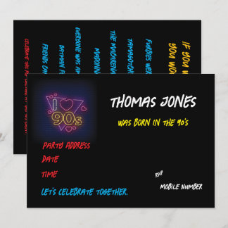 Personalisiertes Themed Retro-Party der 90er Jahre Einladung