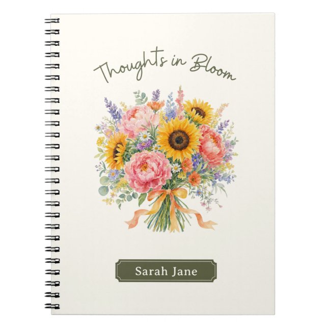 Personalisiertes Thoughts in Bloom Blumen Notizbuc Notizblock (Vorderseite)
