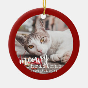 Personalisiertes Tier Katze Foto Meowy Weihnachten Keramik Ornament