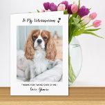 Personalisiertes tierärztliches Pet-Foto Dankeskarte<br><div class="desc">"Danke" an Ihren wunderbaren Tierarzt mit einer niedlichen personalisierten Haustier-Fotokarte vom Hund! "Mein Tierarzt... Danke, dass du dich um mich gekümmert hast!" Personalisieren Sie mit dem Namen und dem Lieblings-Foto des Hundes. Personalisieren Sie die Innenseite mit Ihrer speziellen Nachricht oder löschen Sie, um Handschrift. COPYRIGHT © 2020 Judy Burrows, Black...</div>