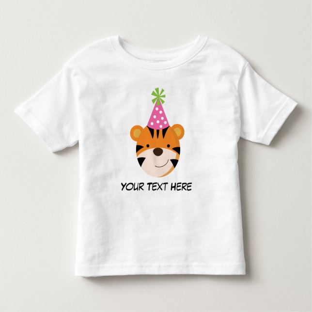 Personalisiertes Tiger Birthday T Shirt für Mädche (Vorderseite)