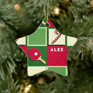 Personalisiertes Tischtennis-Feiertagsgeschenk Keramik Ornament