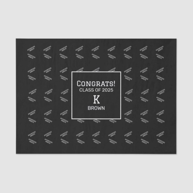 Personalisiertes Tissue Paper mit Schwarzweiß-Schr Seidenpapier (Vorderseite)