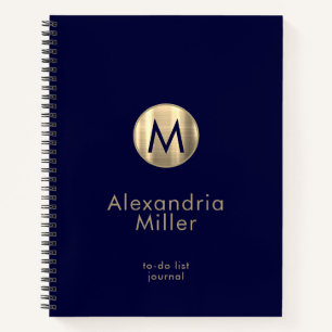 Personalisiertes To-Do-List-Journal-Navy-Gold Notizbuch
