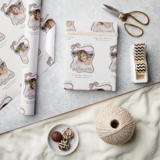 Personalisiertes Trend-Bogen-Foto-Abschluss Geschenkpapier (Kunsthandwerk)