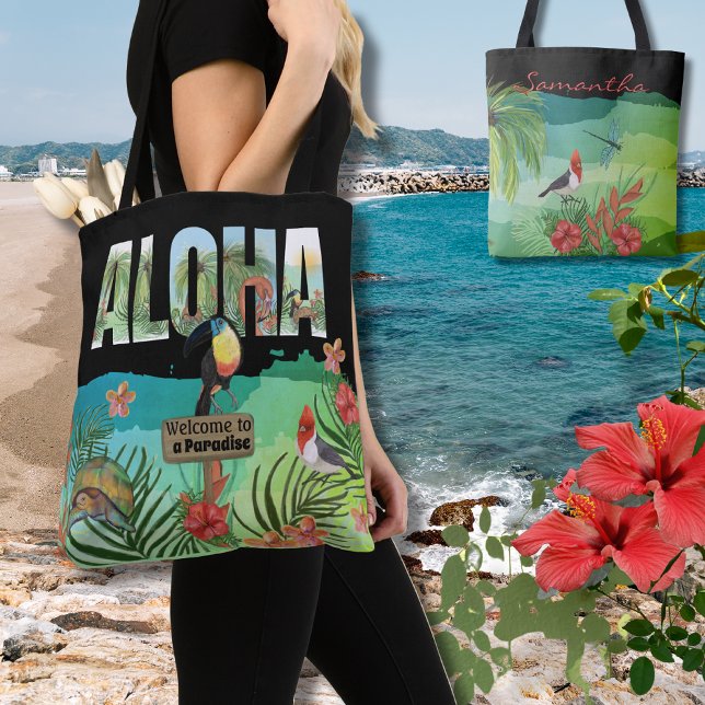 Personalisiertes Tropenparadies Aloha (Zazzle Personalized Aloha Tropical Paradise Tote Bag)