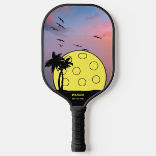 Personalisiertes Tropical Palm Tree Ball Name Tele Pickleball Schläger