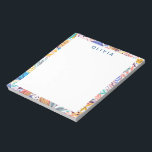 Personalisiertes tropisches botanisches Muster Notizblock<br><div class="desc">Ein lustiges botanisches Muster von Blume und Blätter in einer farbenfrohen tropischen Farbpalette,  personalisiert mit Namen oder Wortlaut Ihrer Wahl.</div>