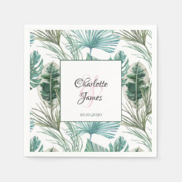 Personalisiertes tropisches Hochzeitspalmenmuster Serviette