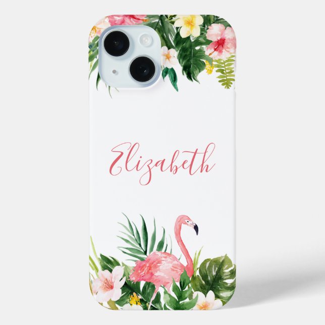 Personalisiertes tropisches Rosa Flamingo Case-Mate iPhone Hülle (Rückseite)