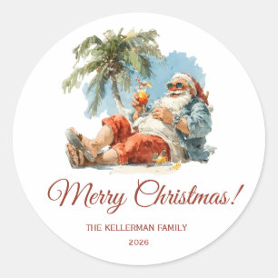 Personalisiertes tropisches Weihnachtsfest Runder Aufkleber