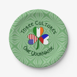 Personalisiertes Tschechien Irland USA Kleeblatt P Pappteller