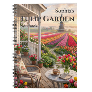 Personalisiertes Tulpen-Garten-Spiralnotizbuch Notizblock