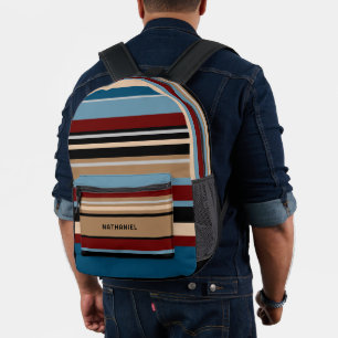 Personalisiertes Türkis Blau Braun Rot Schwarz Str Bedruckter Rucksack