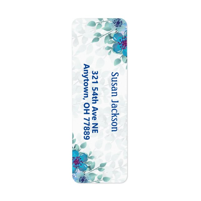 Personalisiertes Türkis-Floral-Rücksendeadresse (Vorne)