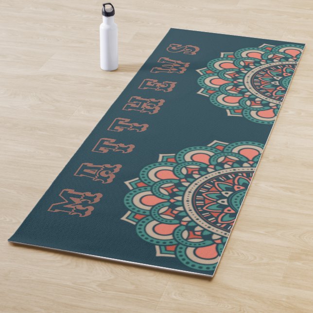 Personalisiertes Türkis Mandala Boho Yogamatte (Beispiel)