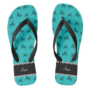 Personalisiertes türkisfarbenes Pferdemuster Flip Flops