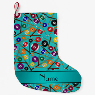 Personalisiertes türkisfarbenes Poolmuster Kleiner Weihnachtsstrumpf
