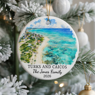 Personalisiertes Turks- und Caicos-Keramik-Ornamen Keramik Ornament