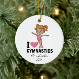 Personalisiertes Turnen-Turnerin Weihnachten Keramik Ornament