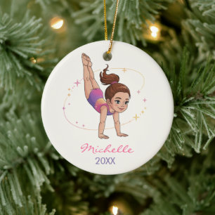 Personalisiertes Turnen-Turnerin Weihnachten Keramik Ornament