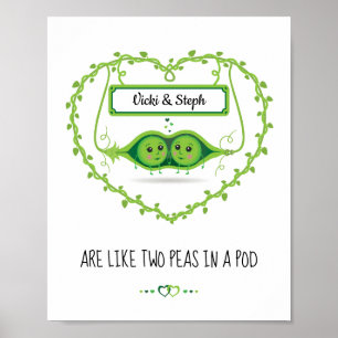 Personalisiertes "Two Peas in A Pod" 2 weibliches  Poster