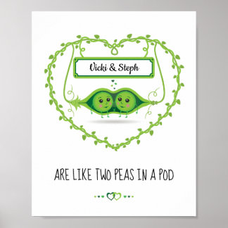 Personalisiertes "Two Peas in A Pod" 2 weibliches Poster