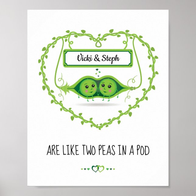 Personalisiertes "Two Peas in A Pod" 2 weibliches  Poster (Vorne)