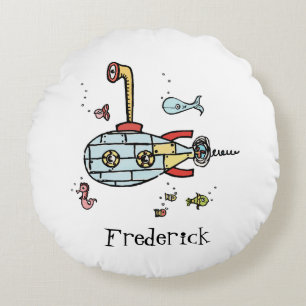 Personalisiertes U-Boot zurück mit Spots Rundes Kissen