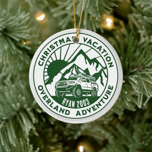 Personalisiertes Überland 4x4 Weihnachtsgrün Keramik Ornament (Baum)