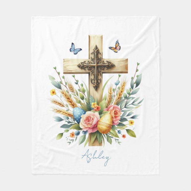 Personalisiertes Uferkreuz Fleecedecke (Vorderseite)