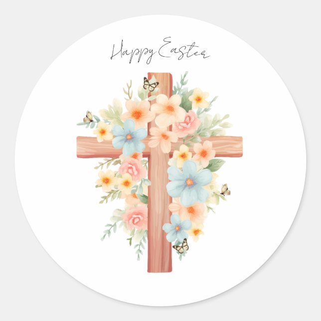 Personalisiertes Uferkreuz Runder Aufkleber (Vorderseite)