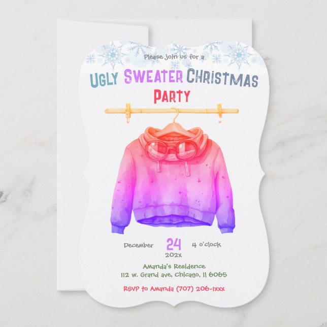 Personalisiertes Ugly Sweater Party Einladung (Vorderseite)