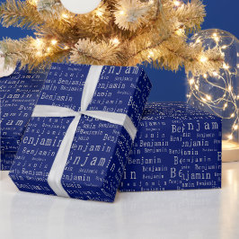 Personalisiertes Umschlagpapier für Blau und Silbe Geschenkpapier