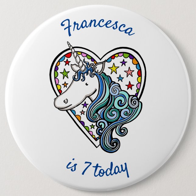 Personalisiertes Unicorn Birthday Age Button Abzei (Vorderseite)