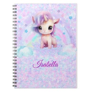 Personalisiertes Unicorn Design Glitzer Notebook Notizblock