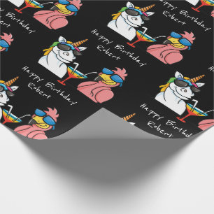 Personalisiertes Unicorn & Flamingo Cocktail Party Geschenkpapier