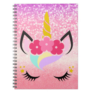 Personalisiertes Unicorn Ombre Glitzer Note Book Notizblock