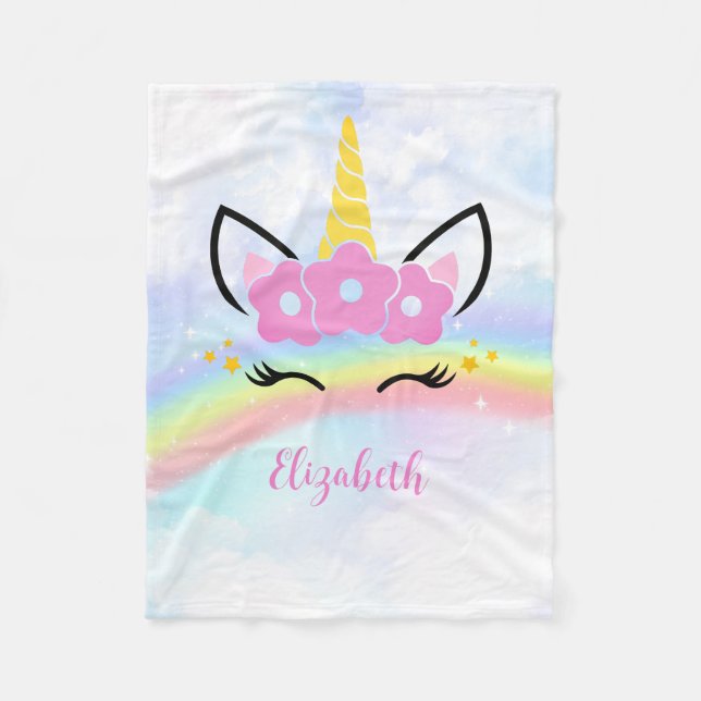 Personalisiertes Unicorn Rainbow Baby Girl Gift Ba Fleecedecke (Vorderseite)
