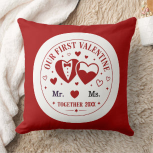 Personalisiertes "Unser erstes Valentinstagsgesche Kissen