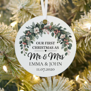 Personalisiertes Unser erstes Weihnachten als Herr Ornament Aus Metall