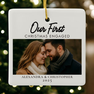 Personalisiertes Unser erstes Weihnachten Verlobt Keramikornament