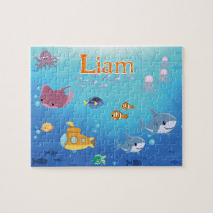 Personalisiertes Unter dem Meer Kindername-Puzzle Puzzle