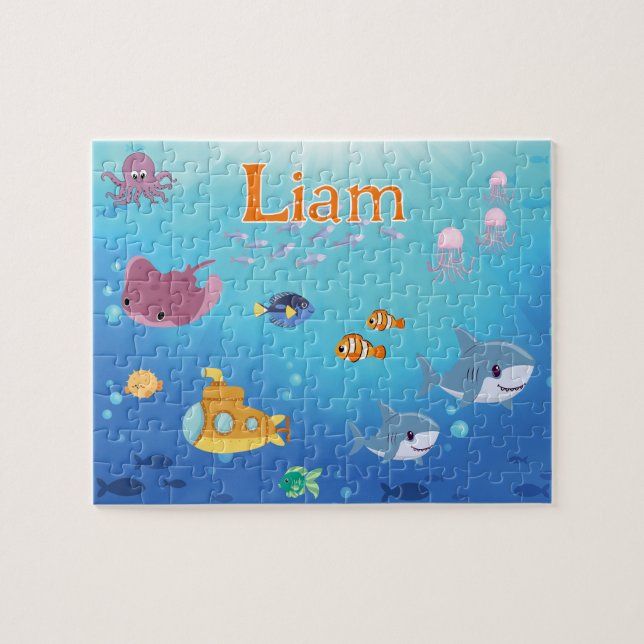 Personalisiertes Unter dem Meer Kindername-Puzzle  Puzzle (Horizontal)