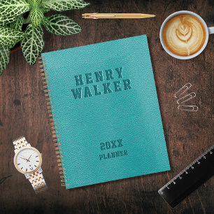 Personalisiertes Unternehmen mit Aquamarinem Vegan Planer