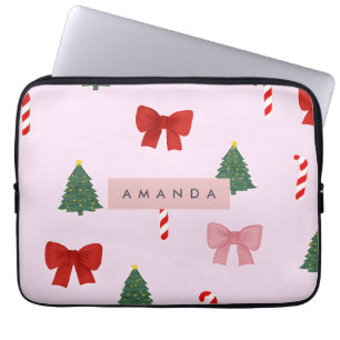 Personalisiertes Urlaubsmuster und Candy Cane Must Laptopschutzhülle