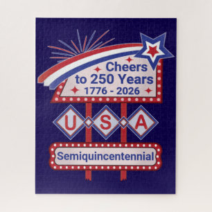 Personalisiertes USA 250 – Patriotische Retro-Mark Puzzle