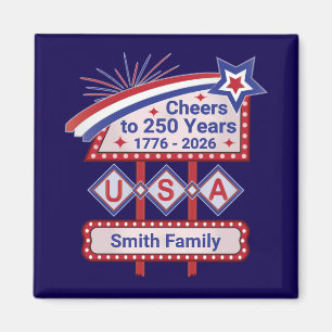 Personalisiertes USA 250 – Patriotisches Retro-Mar Magnet
